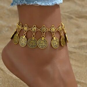 GOLD COIN ANKLET OR BRACELET-NEW